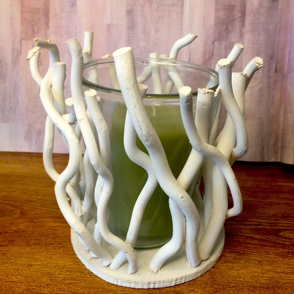 Other - White Wooden candle set